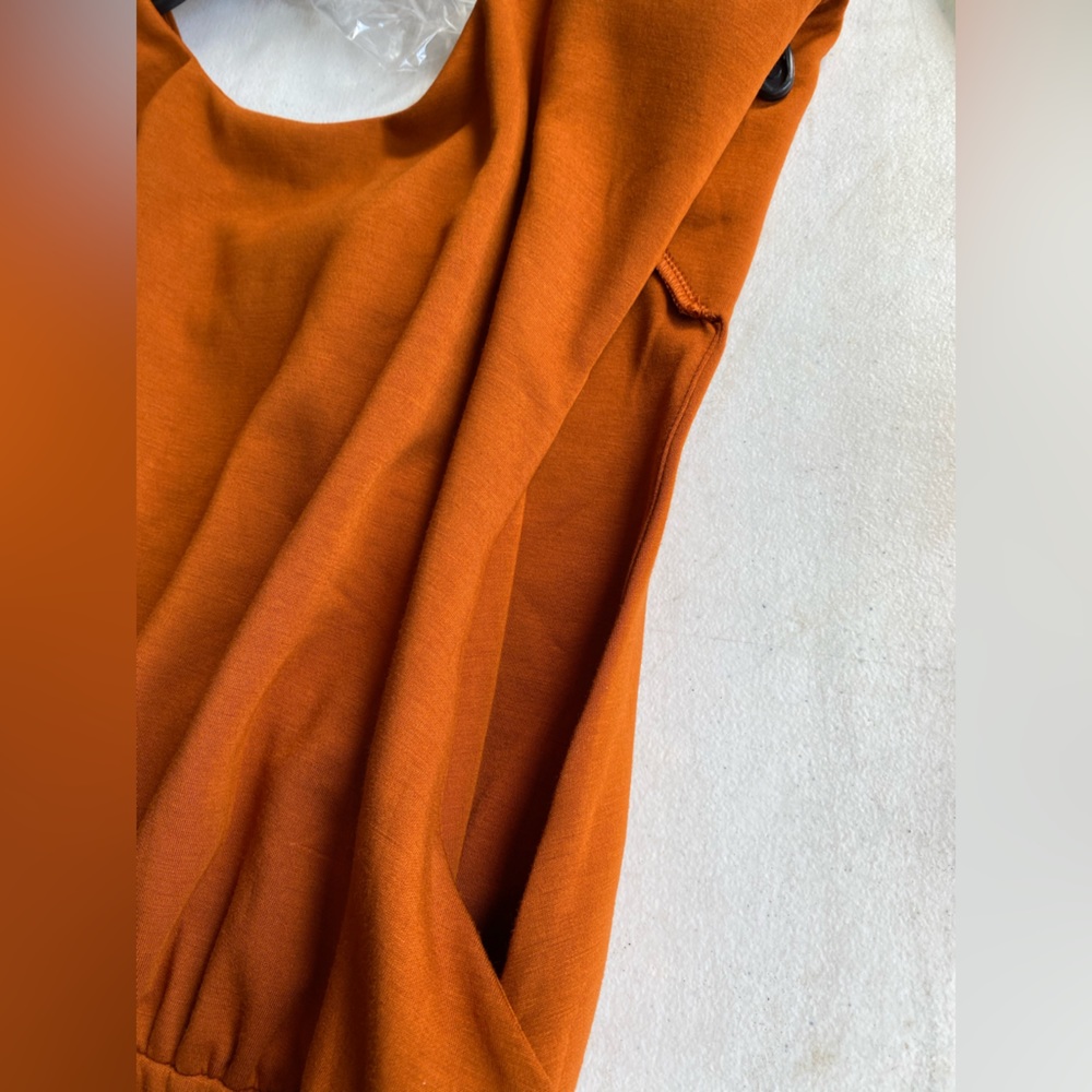 NWT Free People Runaway Womens Knit Wrap Mini Dress Brandy/Orange Size L - Picture 8 of 15